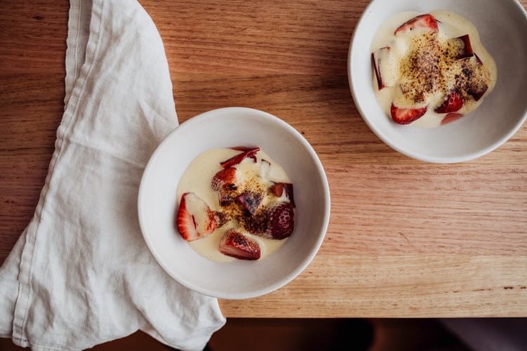 Rhubarb And Strawberry Sabayon