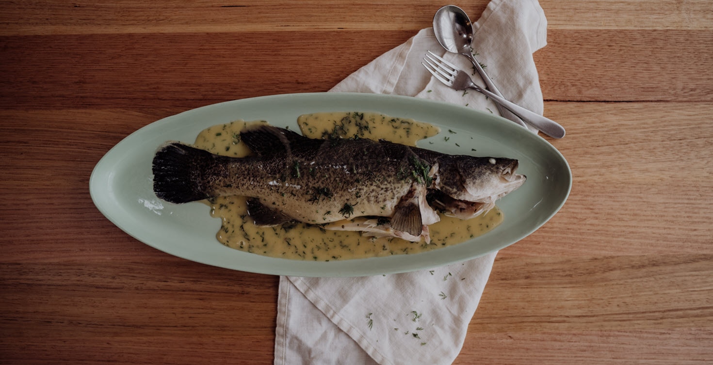 Poached Murray Cod with Dill Butter Sauce