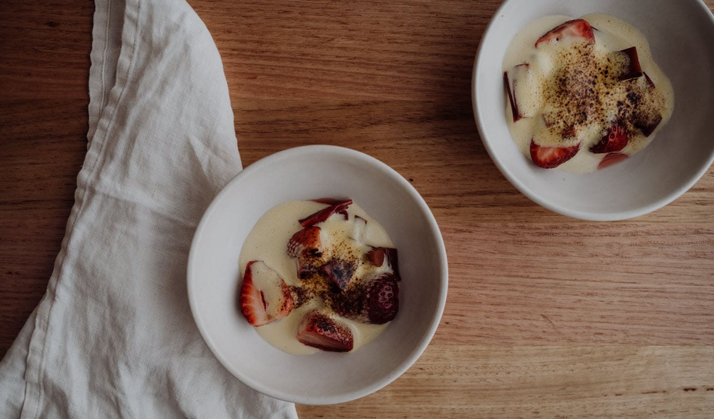 Rhubarb and Strawberry Sabayon